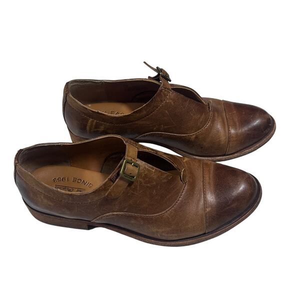 Kork-Ease Korks Niseda Brown Distressed Leather Oxford Shoe 6.5M Buckle Academia - Picture 1 of 9